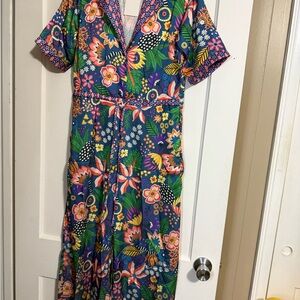 Vibrant Floral Maxi Wide Leg Jumpsuit NEW